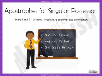 Apostrophes for Singular Possession - Years 3 and 4